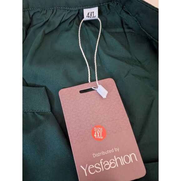 Women's Long Sleeve Blouse -Yesfashion- Green Size 4XL NWT - Picture 3 of 6